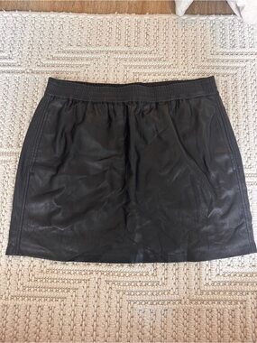 Babaton Black Faux Leather Mini Skirt